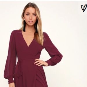 Lulu's My Whole Heart Burgundy Long Sleeve Dress